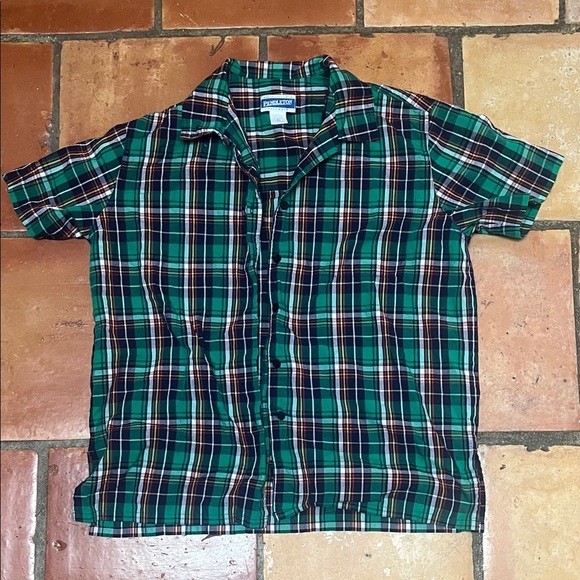 Pendleton Tops - Pendleton Green and Blue Plaid Button Down Shirt